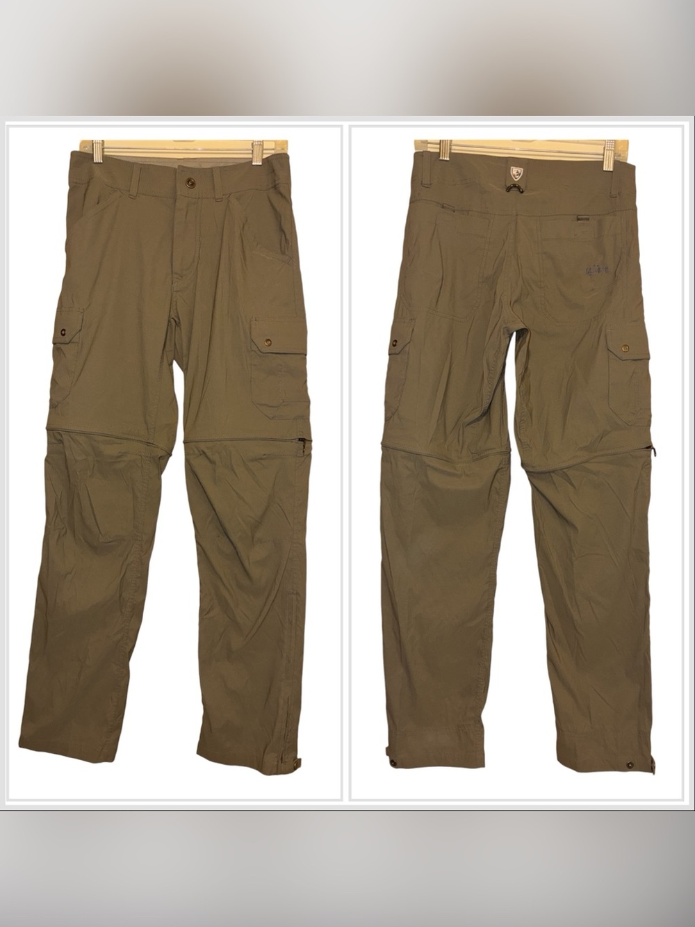 Kuhl Men's Renegade Cargo Convertible Pants in Khaki Brown 30 x 32